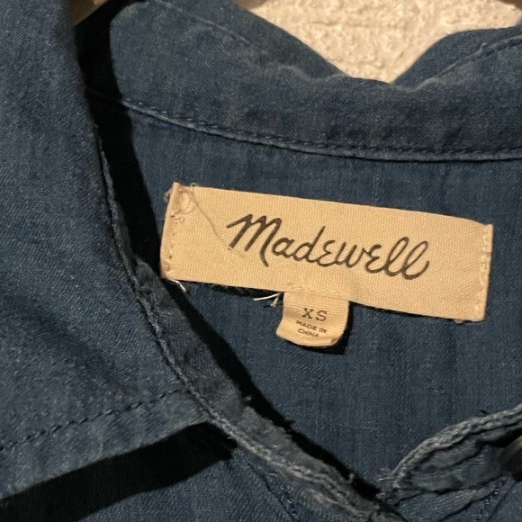 EUC Madewell lightweight short sleeve dark denim blouse, XS - Picture 2 of 3